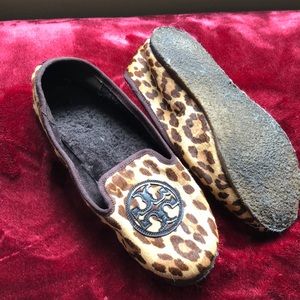 Tory Burch furry lines calf hair flats